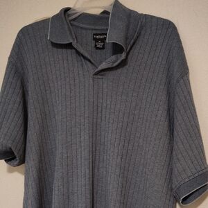Van Heusen Gray Polo Shirt with Vertical Texture